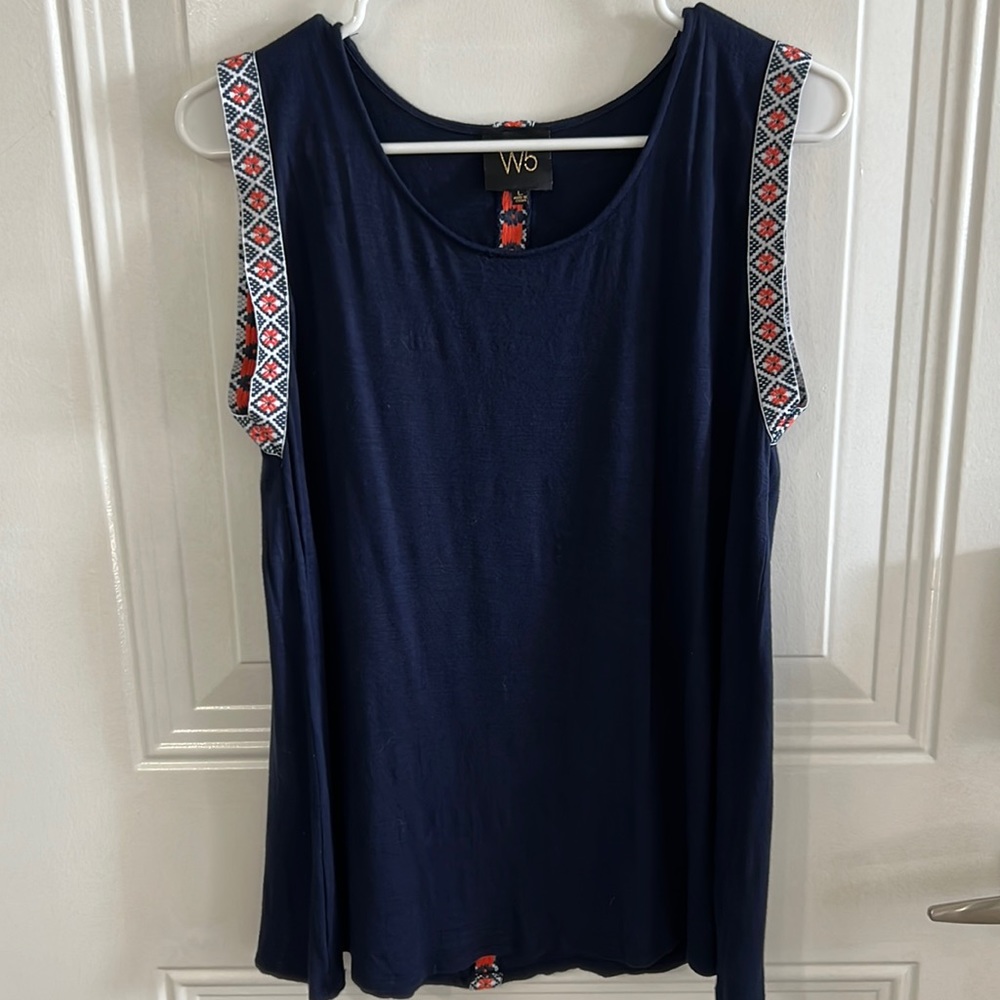 W5 Navy/orange Tank. Size Large